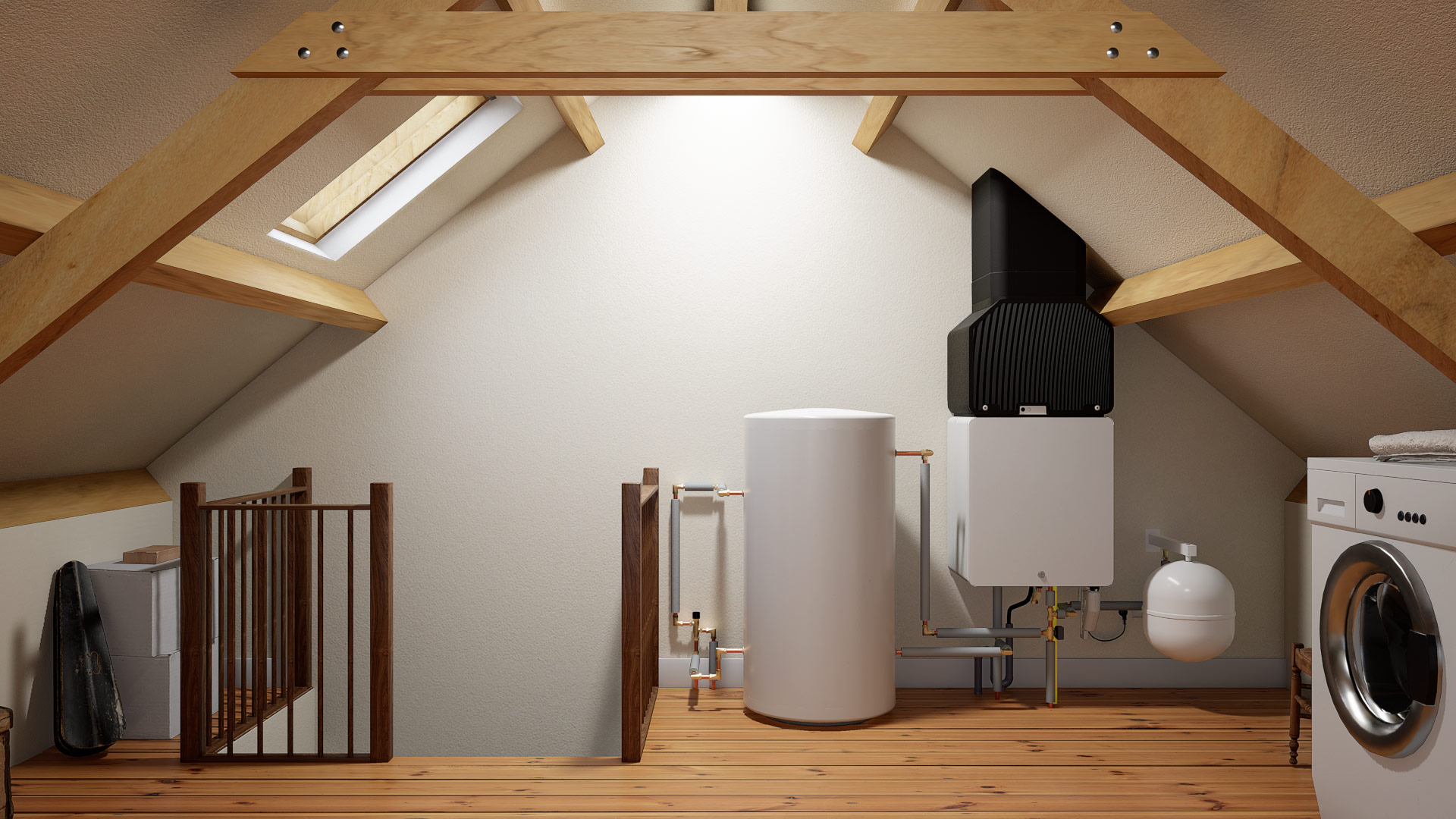 Cooll thermally driven heat pump in attic