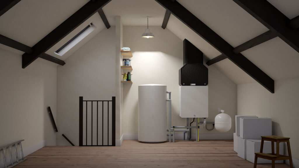 Cooll's Thermally Driven Heat Pump in an attic